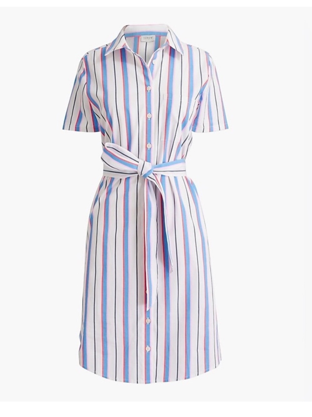 J. Crew sz 8 Striped Button-Front Midi Dress White, Blue & Pink preppy academia